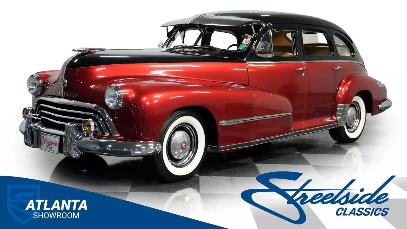 classic vintage chrome olds 283 v8 auto transmission series 76 1948 Oldsmobile Series 76