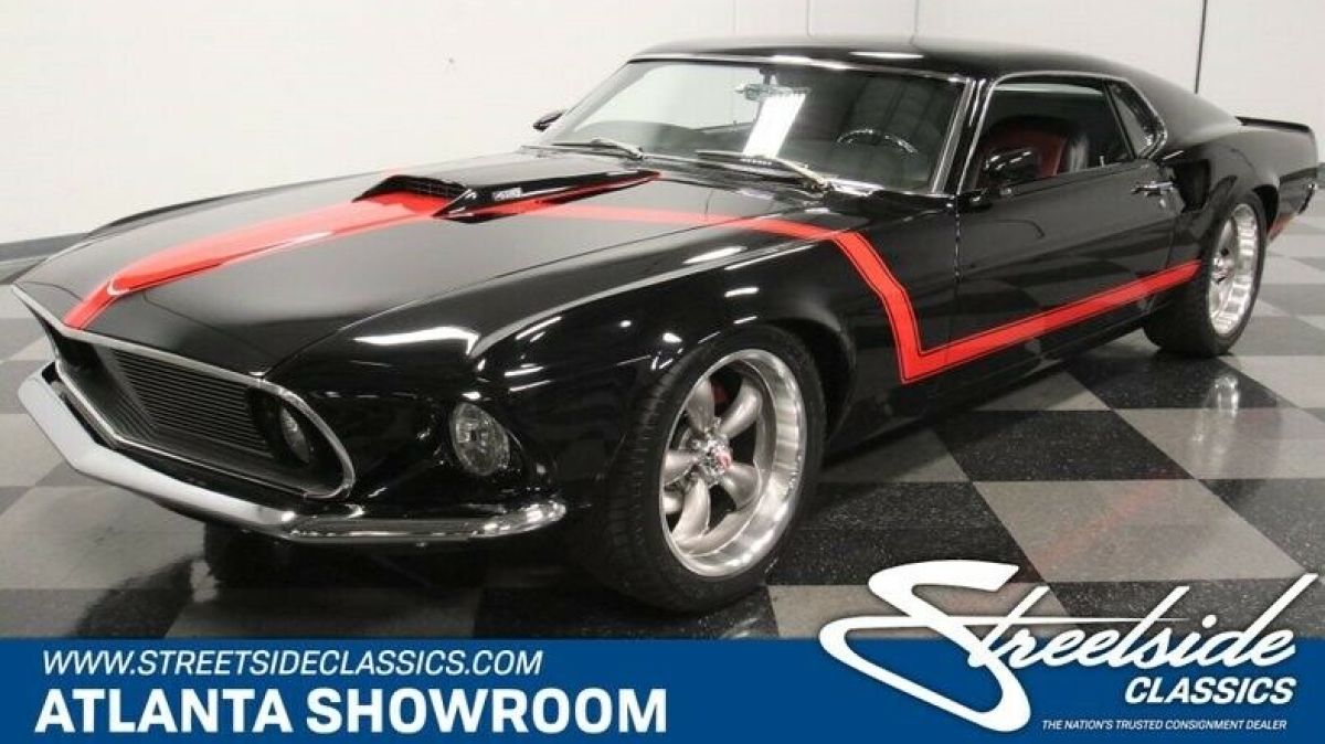 classic vintage chrome one off fomoco pony car restomod 428 v8 black 1969 Ford Mustang Fastback Restomod