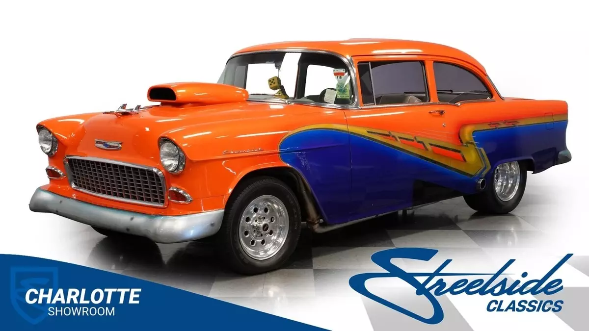 classic vintage chrome polished aluminum street hot rod tri 5 Chevy hood scoop c 1955 Chevrolet Bel Air/150/210 Pro Street