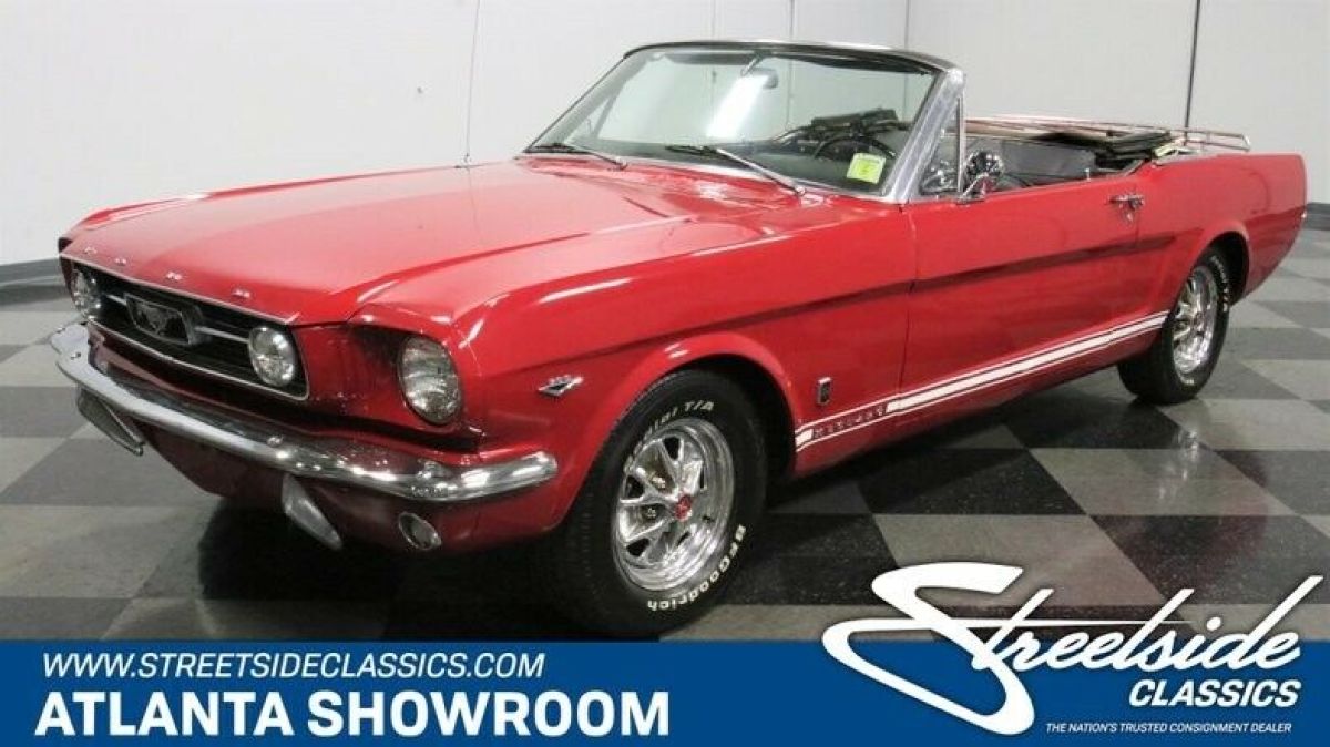 classic vintage chrome pony car fomoco gt convertible 289 v8 4-speed manual red 1966 Ford Mustang GT Convertible