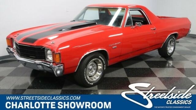 classic vintage chrome red black stripes 4 speed manual chevy sbc headers air 1972 Chevrolet El Camino --