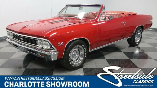 classic vintage chrome red drop top super sport TCI headers bucket seats bbc 1966 Chevrolet Chevelle SS Convertible