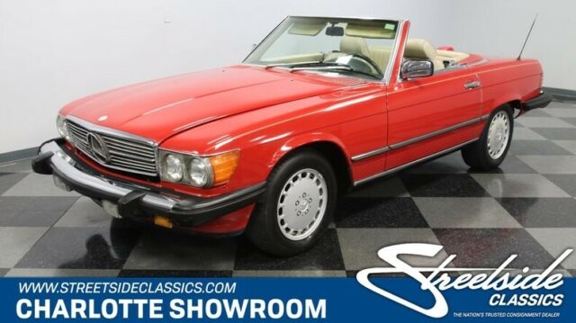 classic vintage chrome red tan hard soft top Merc German sports car R107 1987 Mercedes-Benz SL-Class --