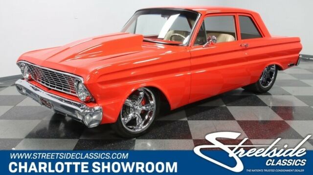 classic vintage chrome red tan leather pistol grip Currie Wilwood coilover scoop 1964 Ford Falcon Futura Prostreet