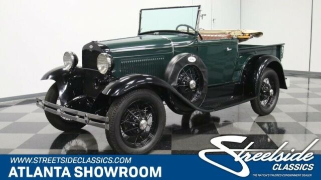 classic vintage chrome roadster convertible fomoco model a green 1931 Ford Model A Roadster Pickup