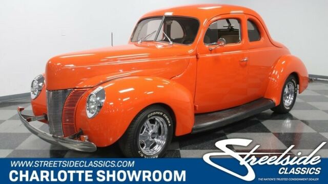 classic vintage chrome sbc orange gray Edelbrock VDO Lokar Sony American Racing 1940 Ford Business Coupe --