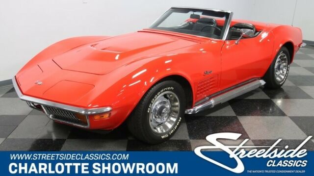 classic vintage chrome side pipes chevy sbc automatic red black vinyl interior 1972 Chevrolet Corvette Stingray Convertible