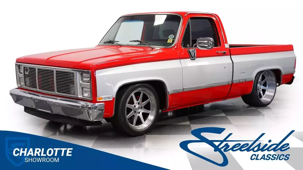 classic vintage chrome square body short bed truck lowered aftermarket 1985 GMC Sierra 1500 LS Restomod