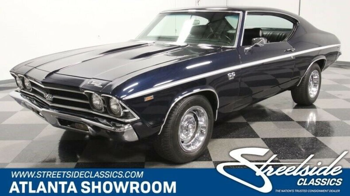 classic vintage chrome ss 396 big block auto transmission blue 1969 Chevrolet Chevelle SS 396