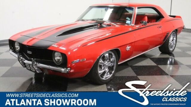 classic vintage chrome ss restomod ls3 6.2 v8 auto transmission red 1969 Chevrolet Camaro SS Restomod