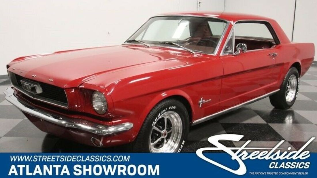 classic vintage chrome stang pony car 302 v8 auto transmission red 1966 Ford Mustang