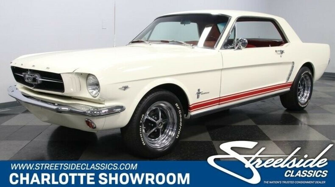 classic vintage chrome stang pony FoMoCo red vinyl interior muscle car 1965 Ford Mustang