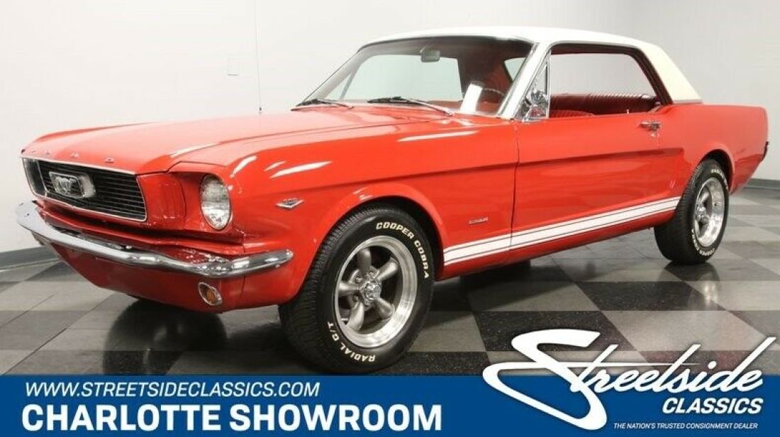 classic vintage chrome Stang pony muscle car vinyl interior coupe 1966 Ford Mustang