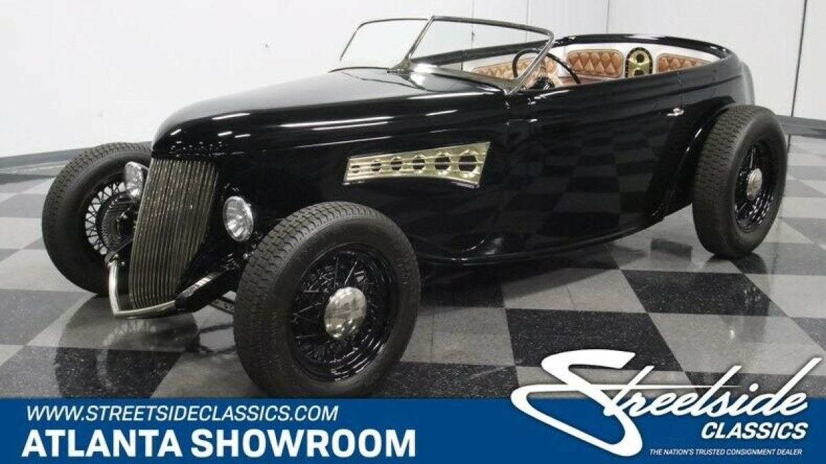 classic vintage chrome steel body fomoco speedster LS v8 auto transmission black 1936 Ford Speedster