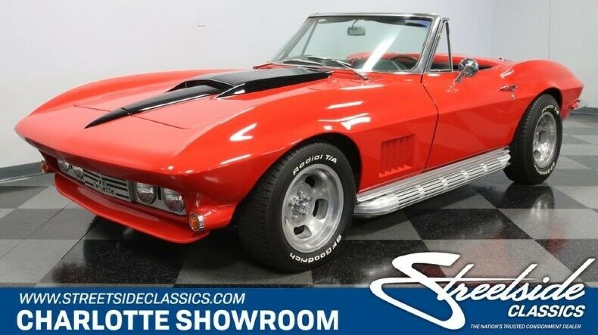 classic vintage chrome stinger side pipes C2 Vette Chevy SBC manual BFGoodrich 1967 Chevrolet Corvette Custom Convertible
