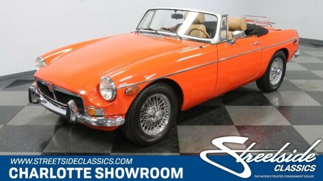 classic vintage chrome upgraded orange tan wire wheels ragtop droptop British 1980 MG MGB --