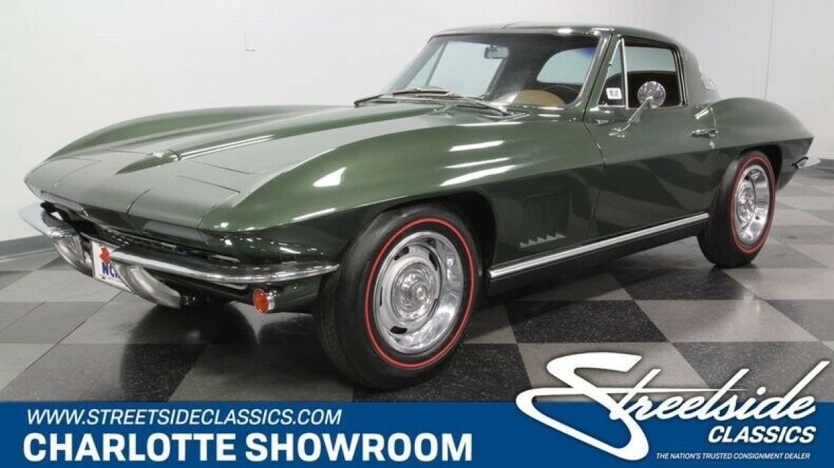 classic vintage chrome vette chevy sbc coupe Goodwood Green Saddle interior 1967 Chevrolet Corvette