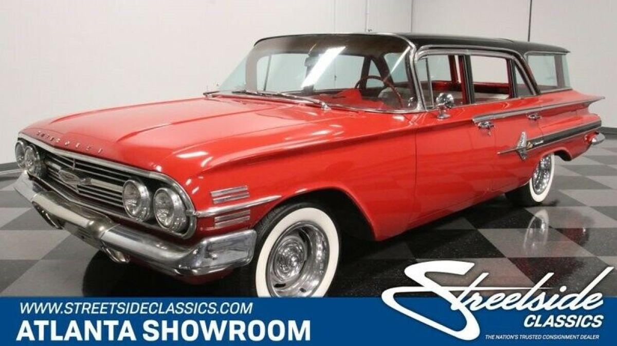 classic vintage chrome wagon chevy nomad 283 v8 auto transmission red 1960 Chevrolet Impala Nomad