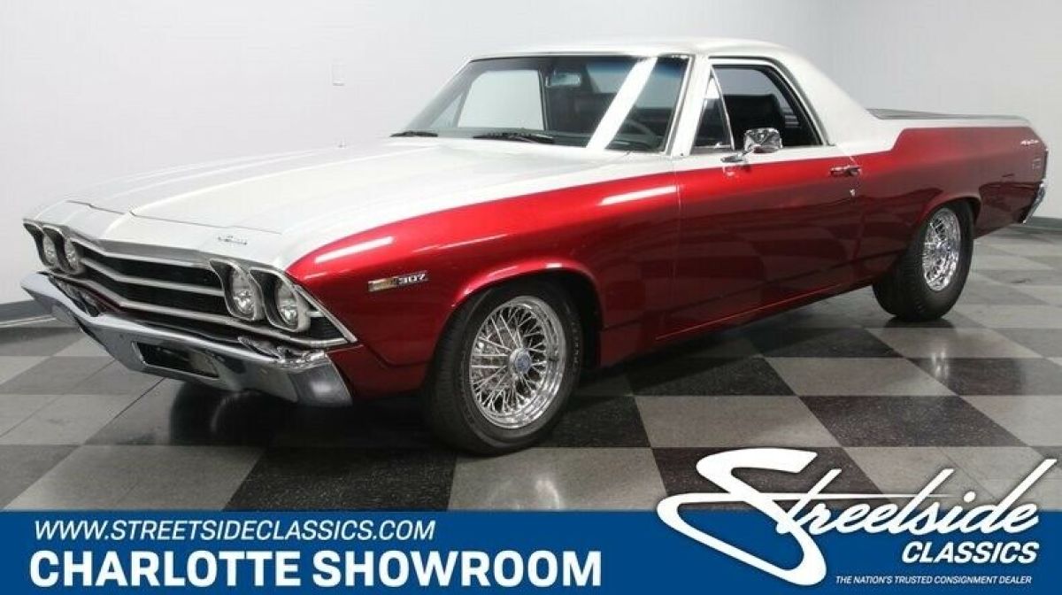 classic vintage chrome wire wheels black vinyl interior Holley FlowMaster chevy 1969 Chevrolet El Camino