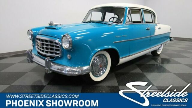 Classic Vintage Collector European Inline-6 Auto Blue White Black Metro Metropol 1955 Nash Rambler --