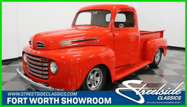 classic vintage F1 resto-mod red 350 v8 auto air custom rod overdrive 1949 Used 1949 Ford F-1 Restomod