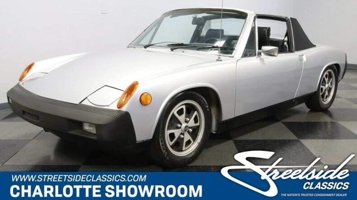 classic vintage German sports car manual transmission vinyl and cloth interior 1975 Porsche 914 Targa