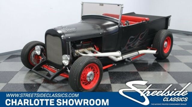 classic vintage hot rod black red interior wire wheels side pipes VDO Hurst 1926 Chevrolet Roadster Pickup --