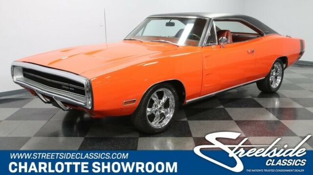 classic vintage muscle car mopar hemi orange black saddle chrome flowmaster 1970 Dodge Charger --
