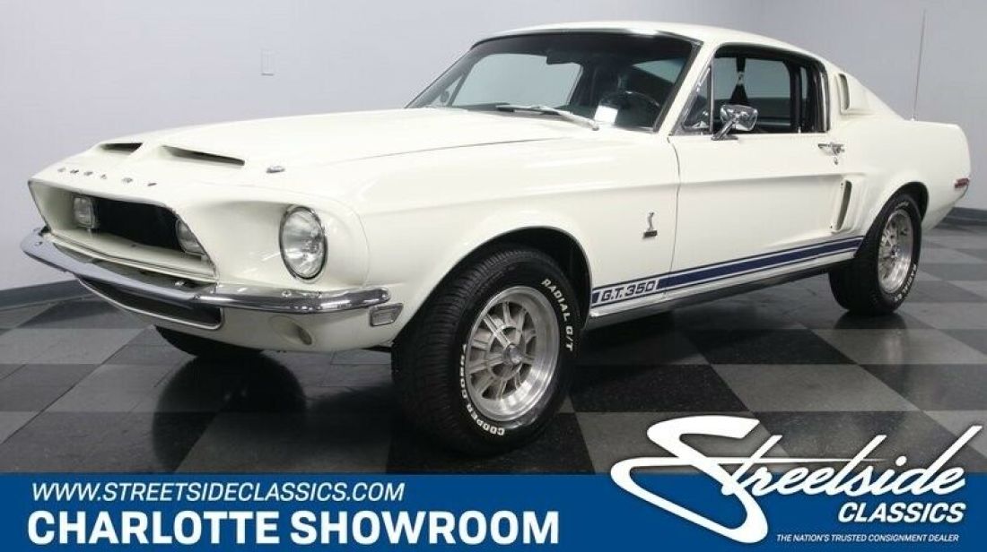 classic vintage muscle car restored Stang Wimbledon White Toploader FoMoCo 1968 Ford Mustang Shelby GT350
