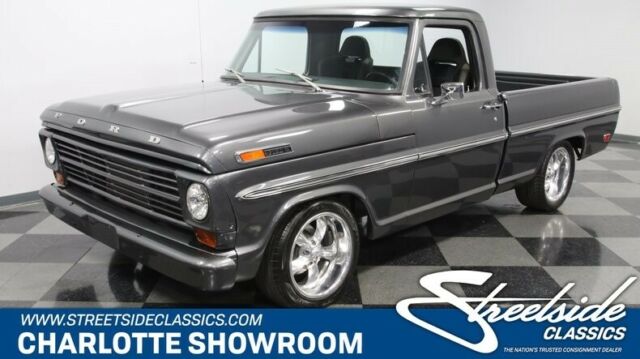 classic vintage polished wheels roll pan headers 5 speed manual Flowmaster 1968 Ford F-100 Restomod
