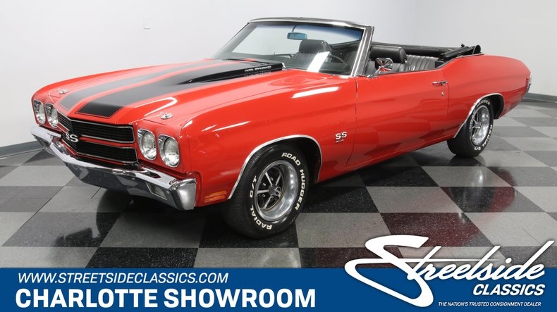 classic vintage restored chrome chevy bbc bucket seats console red black vinyl 1970 Chevrolet Chevelle SS 454 Tribute Convertible