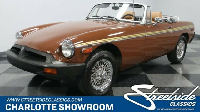 classic vintage wire knock off wheels restored British sports car brown tan 1979 MG MGB