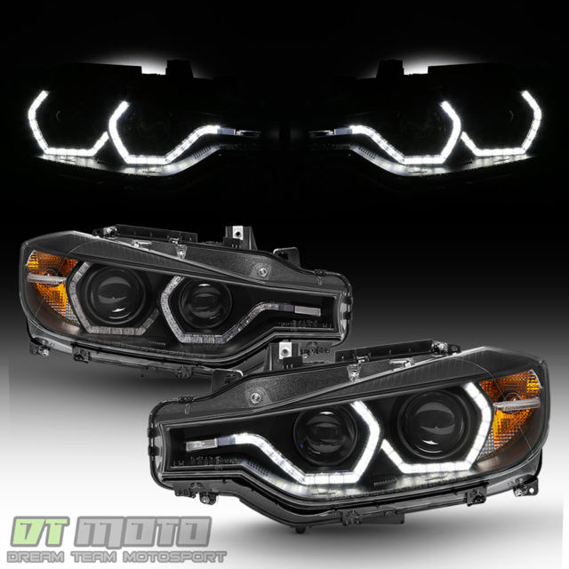 Black [F32 Style] 2012-2015 BMW F30 3-Series Sedan LED DRL Projector Headlights - photo 2
