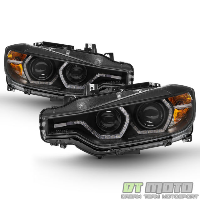 Black [F32 Style] 2012-2015 BMW F30 3-Series Sedan LED DRL Projector Headlights - photo 3