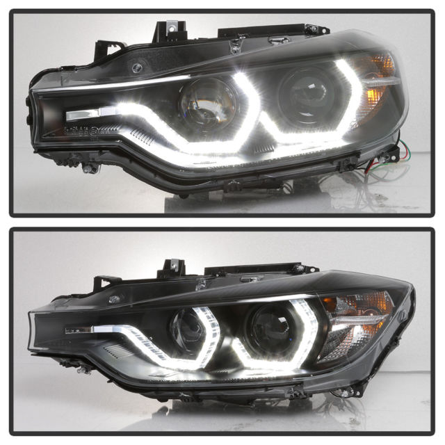 Black [F32 Style] 2012-2015 BMW F30 3-Series Sedan LED DRL Projector Headlights - photo 4