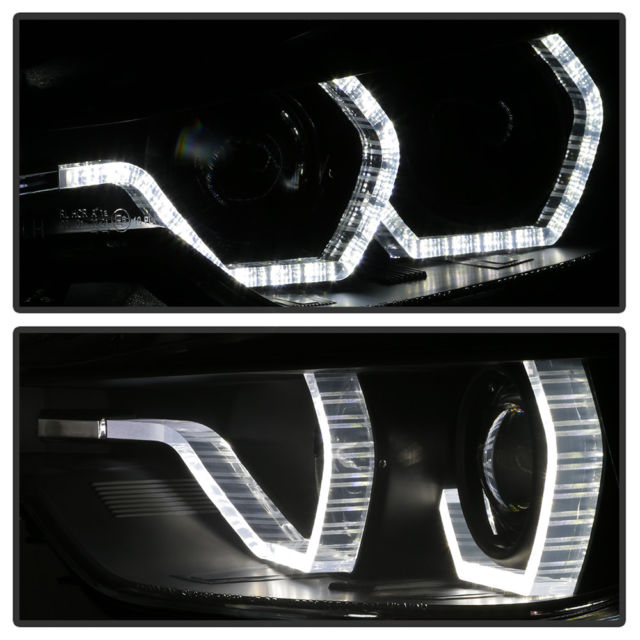 Black [F32 Style] 2012-2015 BMW F30 3-Series Sedan LED DRL Projector Headlights - photo 5