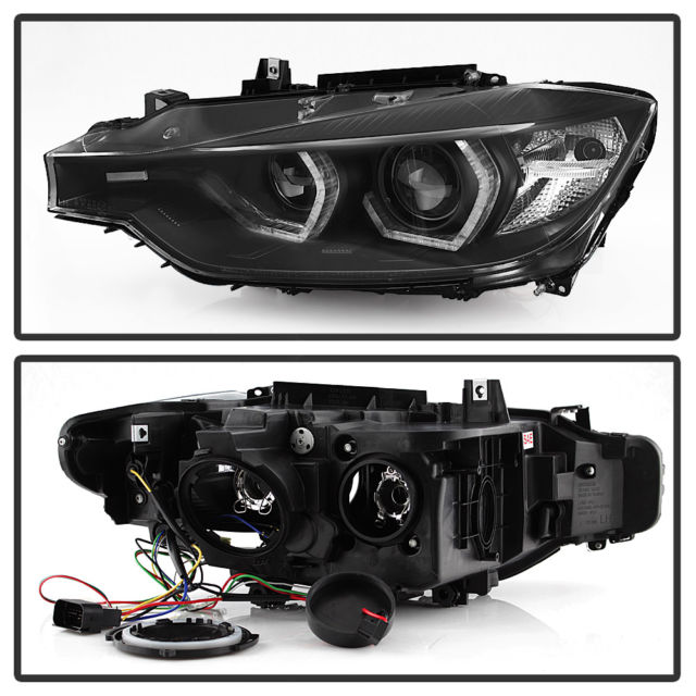 Black [F32 Style] 2012-2015 BMW F30 3-Series Sedan LED DRL Projector Headlights - photo 6