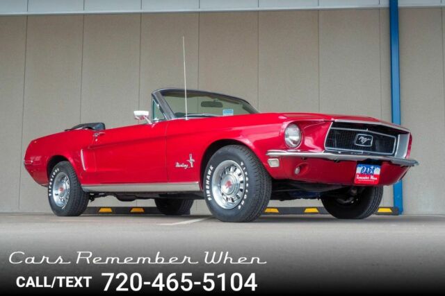 Convertible R134a A/C, Power Steering and Brakes 289 V8 3 speed automatic Red 1968 Ford Mustang Convertible R134a A/C, Power Steering and Brakes