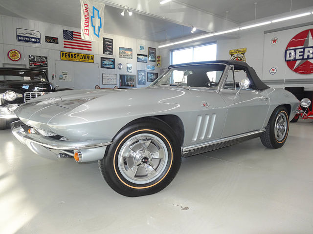 Corvette Convertible 327/300HP 4spd Vette Roadster Silver Black Restored Chevy 1966 Chevrolet Corvette New Paint