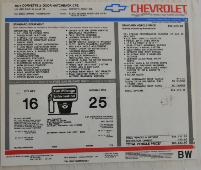 1991 Chevrolet Corvette Red, Black Interior - photo 2