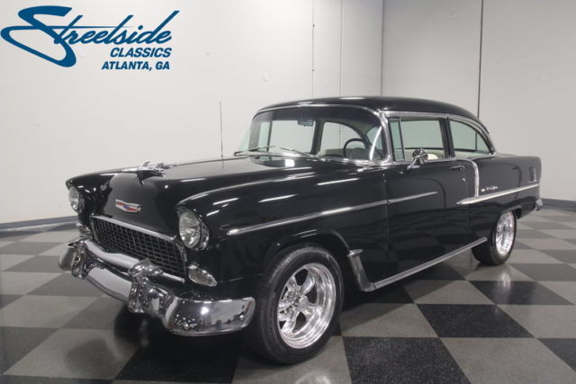 CRATE 350 V8, TREMEC 5-SPEED, PWR FRONT DISCS/STEERING, R134A A/C, VERY CLEAN!! 1955 Chevrolet Bel Air/150/210