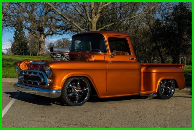 Custom 1957 Chevy Pickup Truck StreetRod 496/400 Weiand 871 Blower PDB PS Tilt 1957 Chevrolet Other Pickups StreetRod