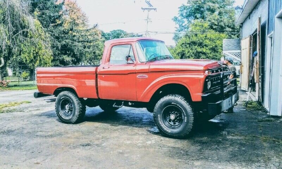 Custom Orange Metallic / Pinstriped Paint 1965 Ford F-100 4 x 4 Short Bed Pick Up "NO RESERVE"