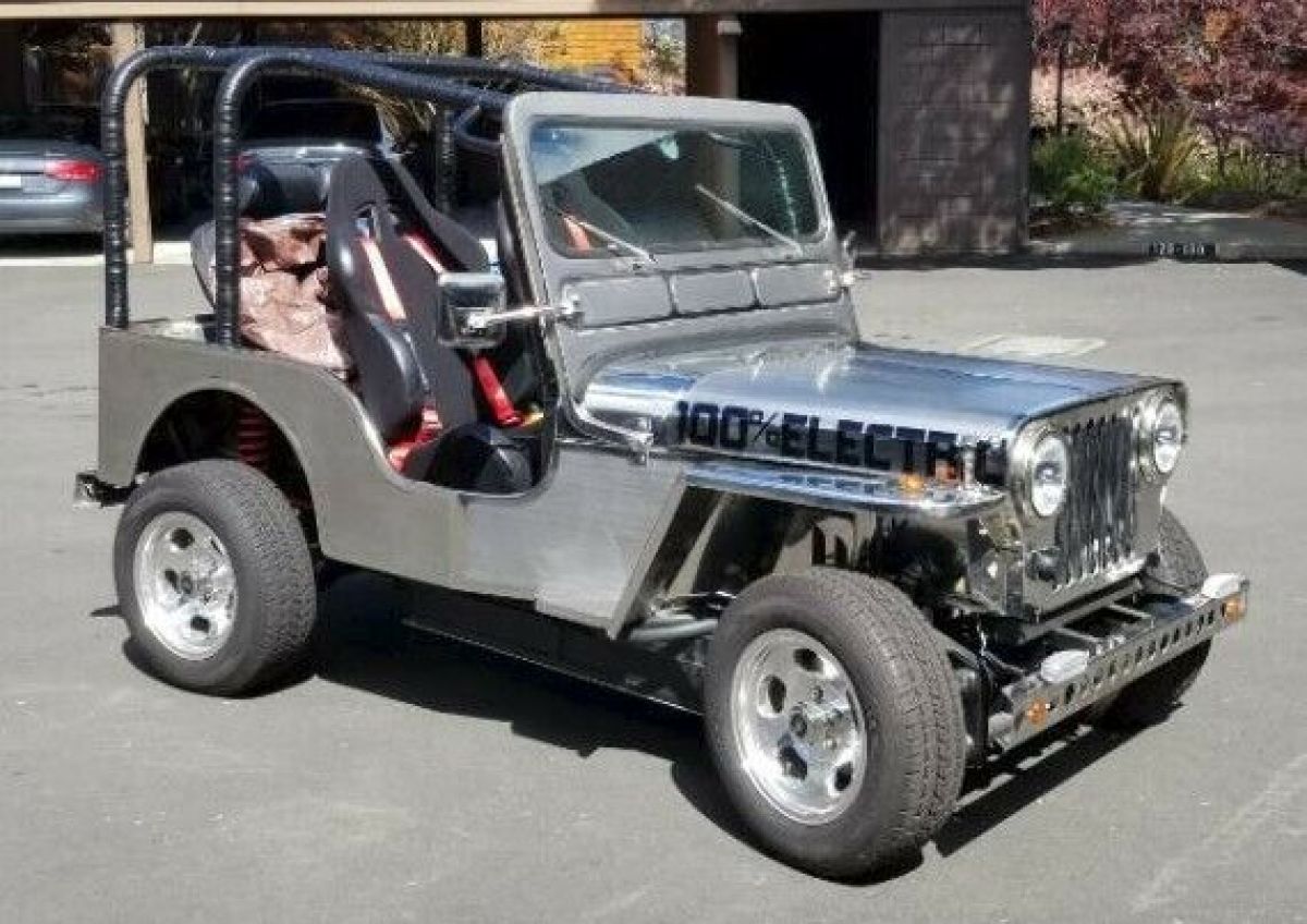Custom stainless steel Jeep Willys replica EV electric vehicle 1952 Willys