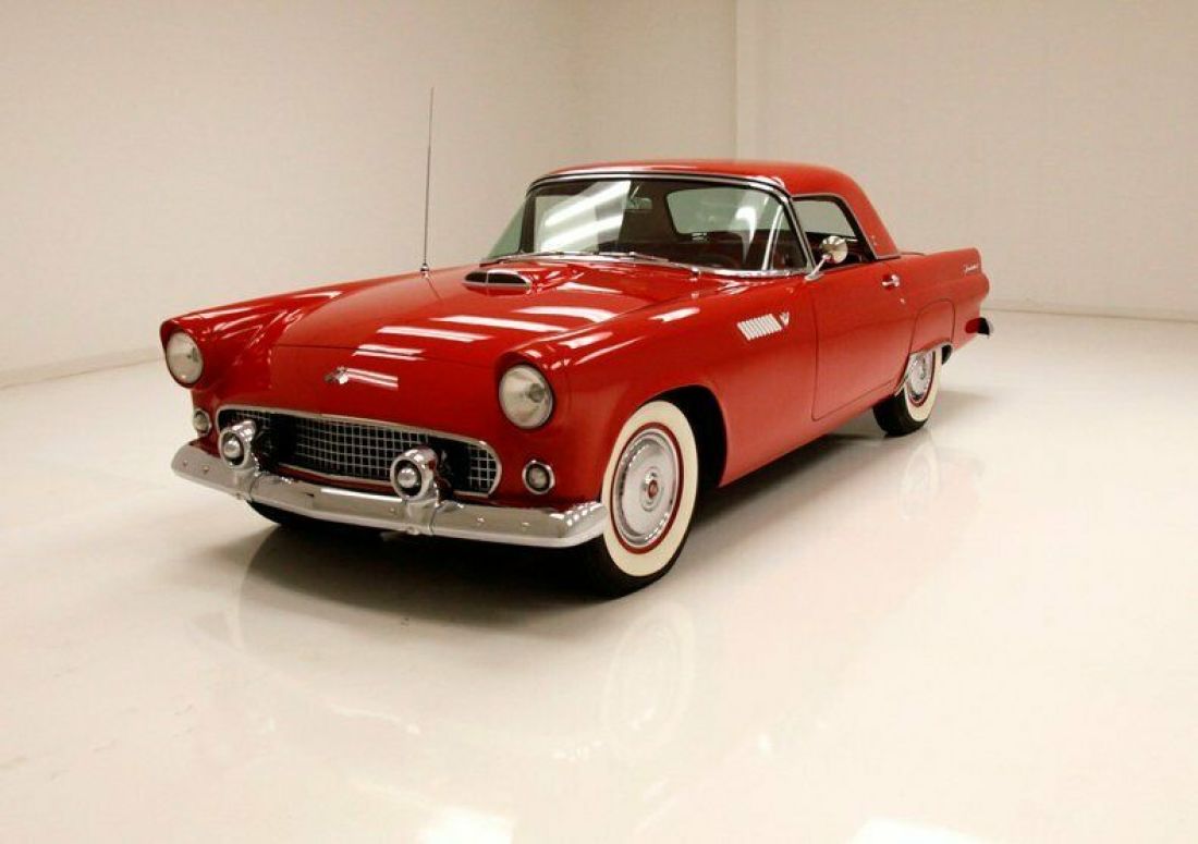 Deep Red Exterior/Power Windows & Seat/292ci V8/3-Speed Manual/Both Tops 1955 Ford Thunderbird Roadster