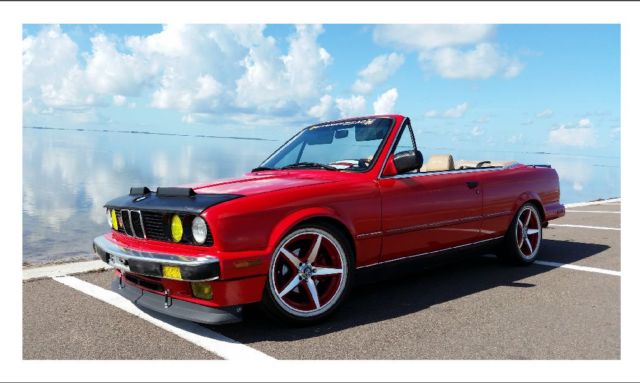 E30 RED CONVERTIBLE 325i 5 SPEED MANUEL 56K ORIGINAL MILE LOWERED TRADE IF LOCAL 1989 BMW 3-Series 2 DR CONVERTIBLE