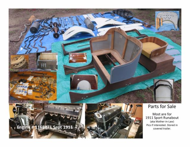 Engine and Parts Lot 1911 Ford Model T Runabout 1911 Ford Model T