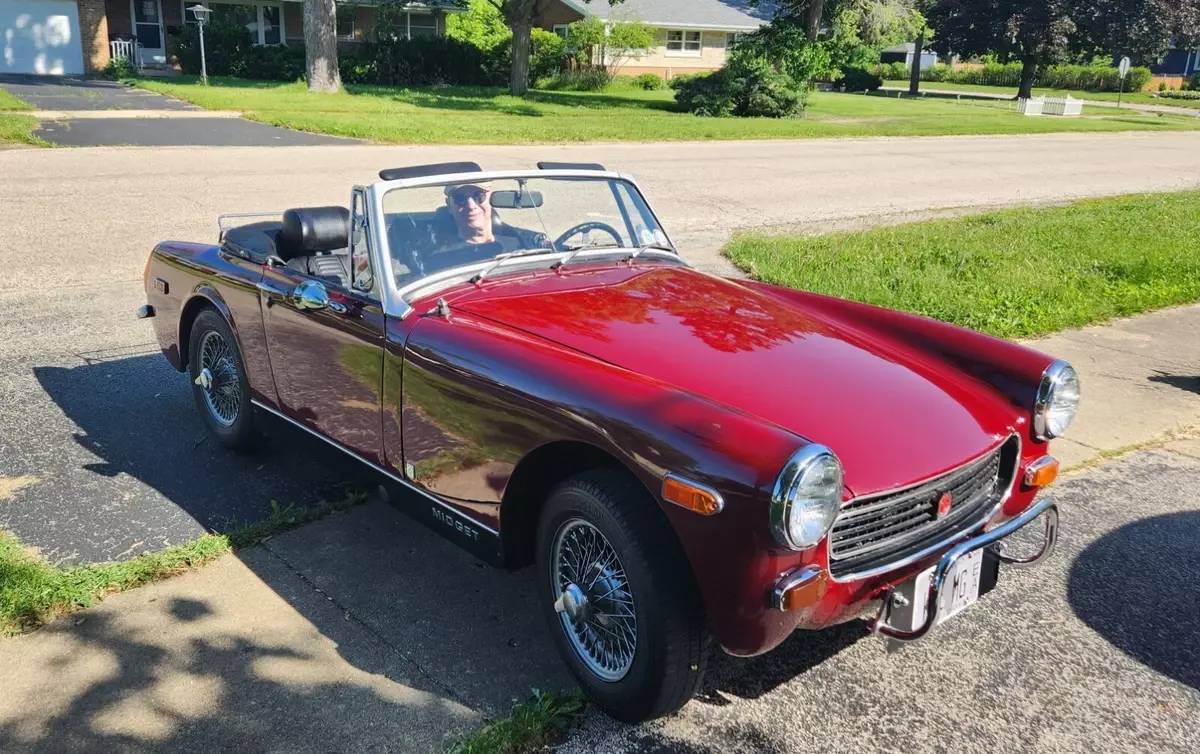 Extremely Nice Damask Red MG Midget with wire wheels and mint black interior 1974 MG Midget