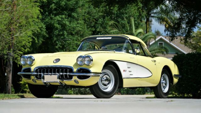 EXTREMELY RARE VETTE AND REAL NCRS REGIONAL TOP FLIGHT PANAMA YELLOW W/CHARCOAL 1958 Chevrolet Corvette Big Brake Fuelie