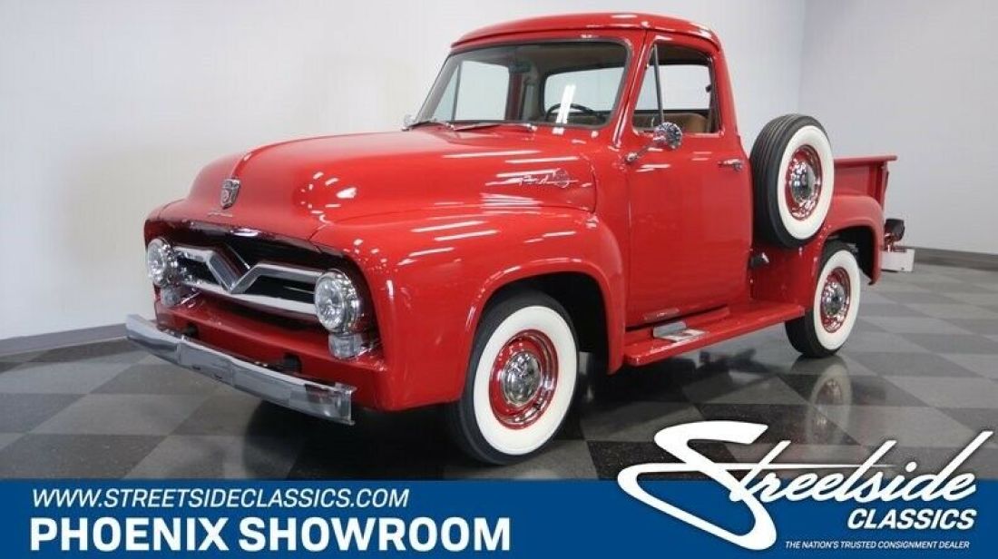F100 F/100 Pickup Straight 6 Classic Vintage Collector Manual Red Restored Recei 1955 Ford F-100